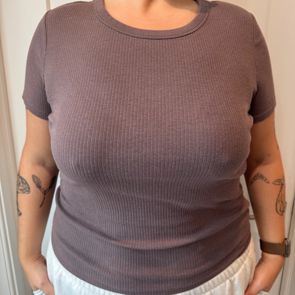 a new day Ribbed Mauve Short Sleeve Top - Picture 1 of 4